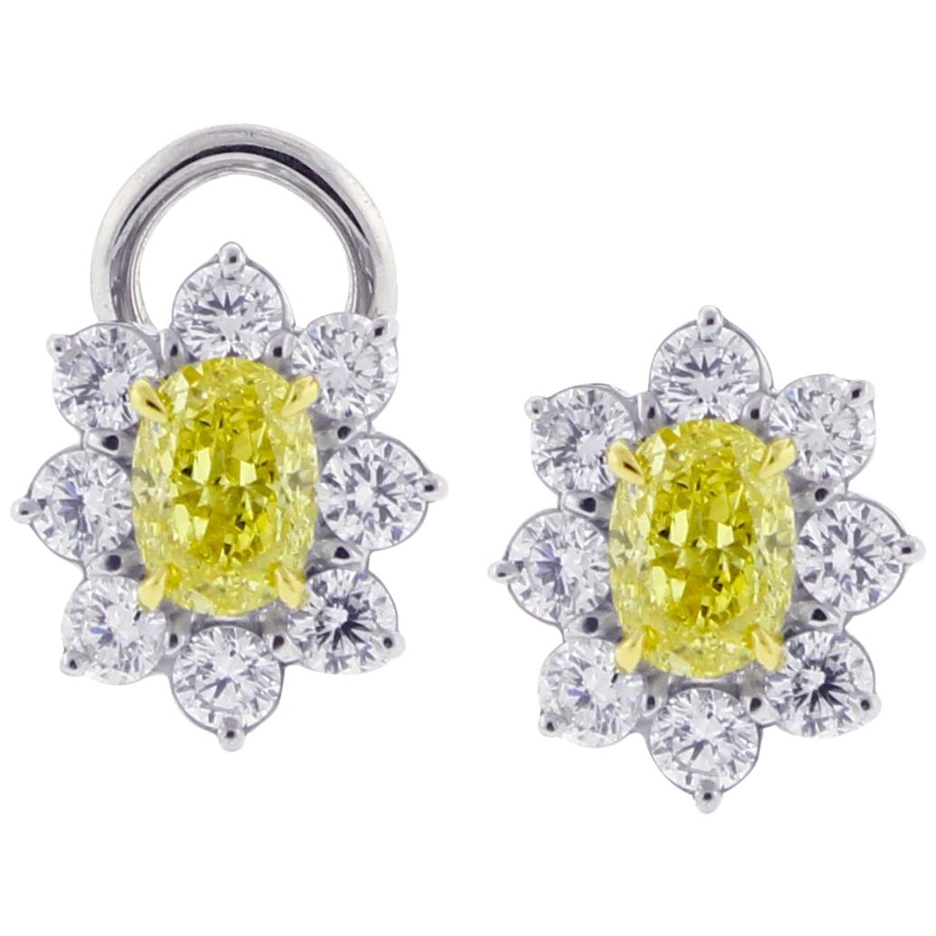 Intense Yellow Diamond Earrings, a Handmade by Pampillonia