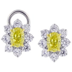 Intense Yellow Diamond Earrings, a Handmade by Pampillonia