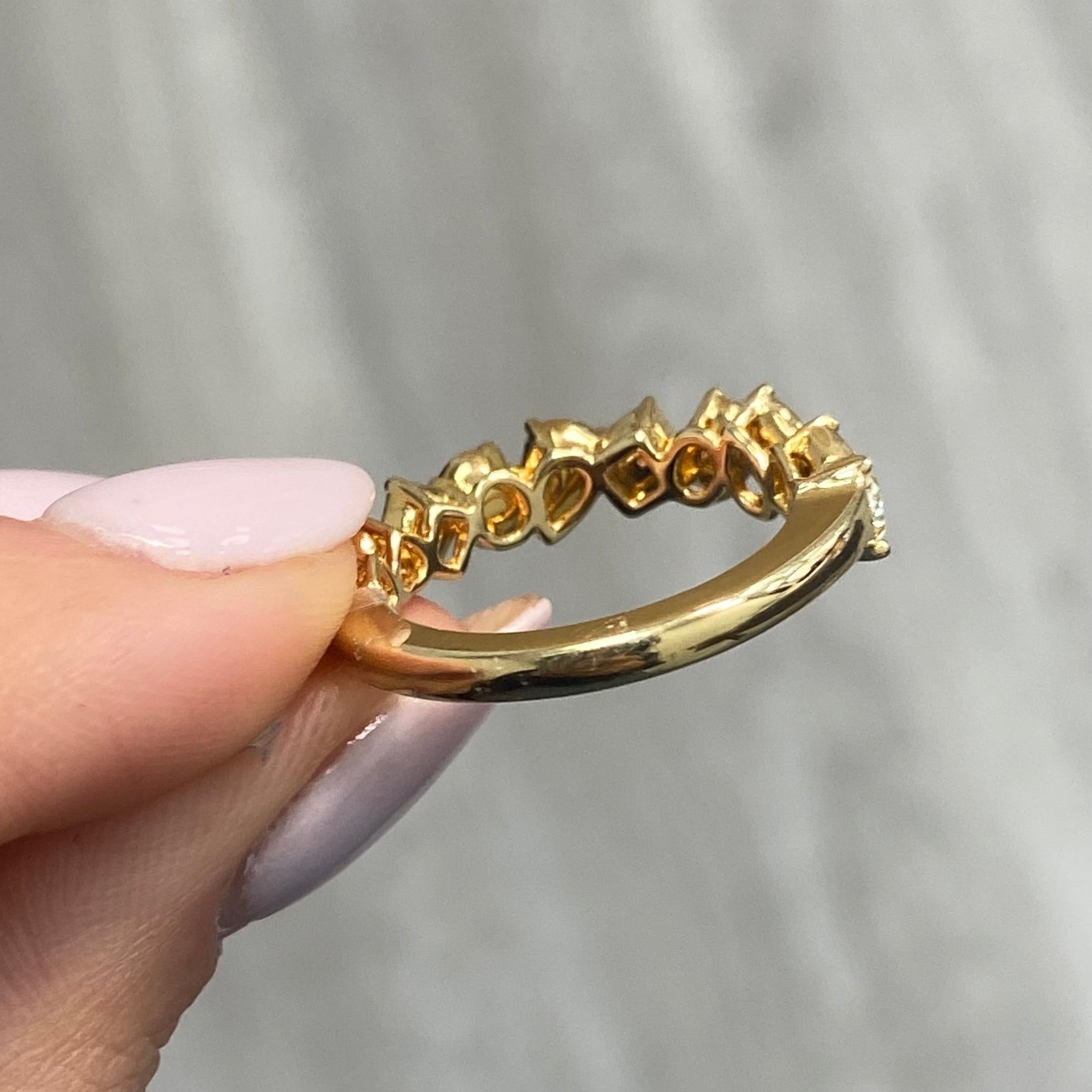 Rare Colors - Intense Yellow Diamond Mixed Shape Half Eternity Band In New Condition For Sale In New York, NY