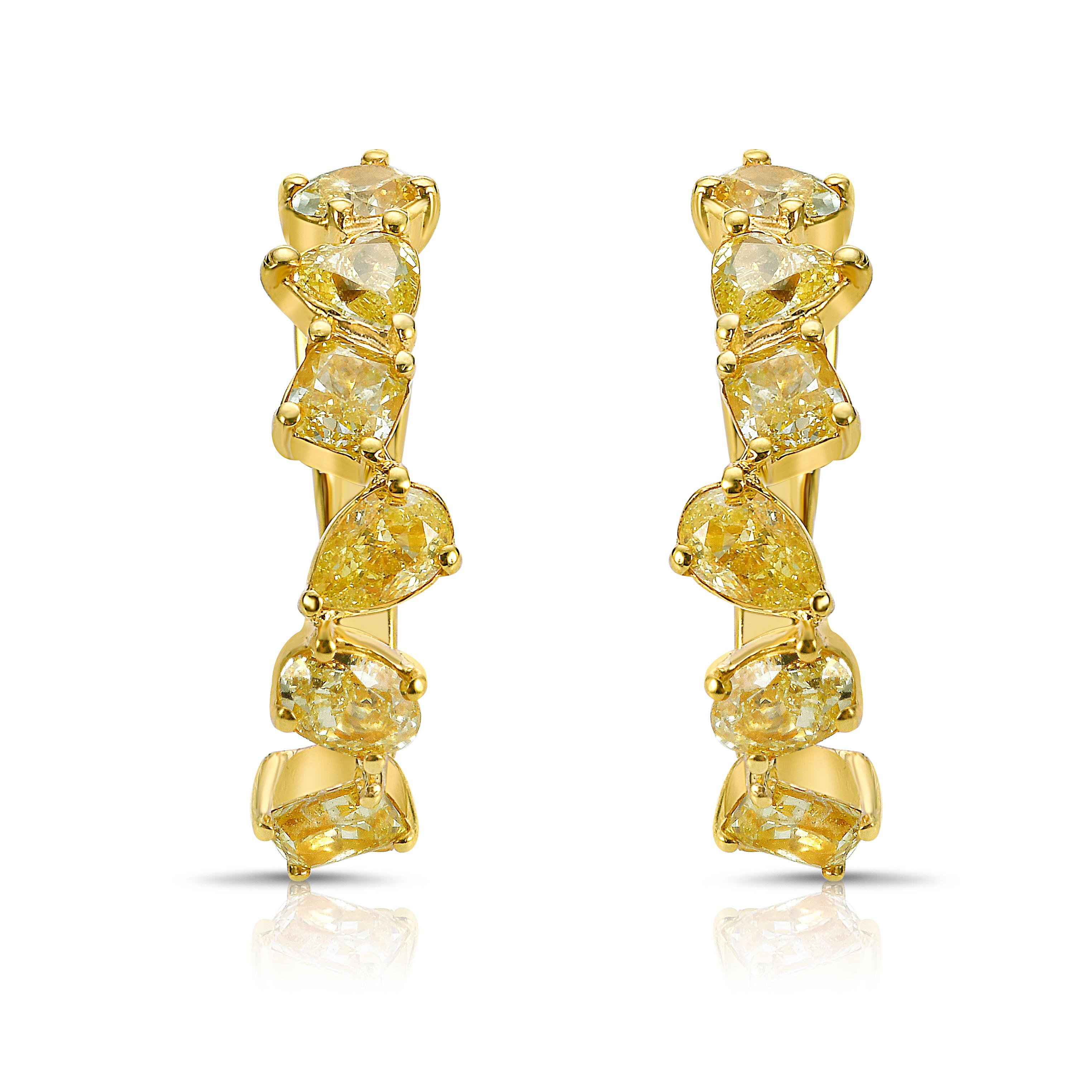 2.55 Carat Total Weight
Intense Yellow Diamonds
Mixed Shape Diamonds
Set in 18k Yellow Gold 
Handmade in NYC

This piece can be viewed before purchase in our showroom in NYC, or at one of our retail partners throughout the country, please inquire