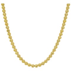 Intense Yellow Round Diamond Bezel Set Necklace