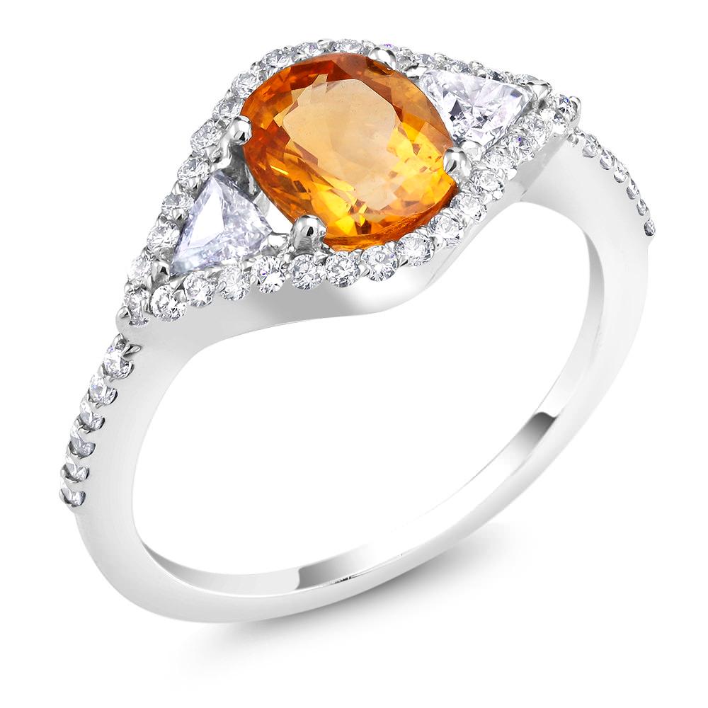 Oval Cut Eighteen Karats Yellow Sapphire and Diamond Cocktail Ring Weighing 2.35 Carats