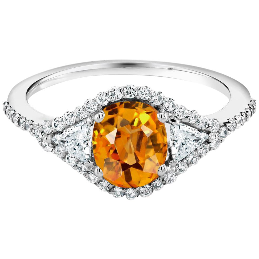 Eighteen Karats Yellow Sapphire and Diamond Cocktail Ring Weighing 2.35 Carats