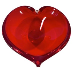 Intensely Scarlet, Venetian Crystal Love Heart Vide-Poche, Signed Formia, Murano