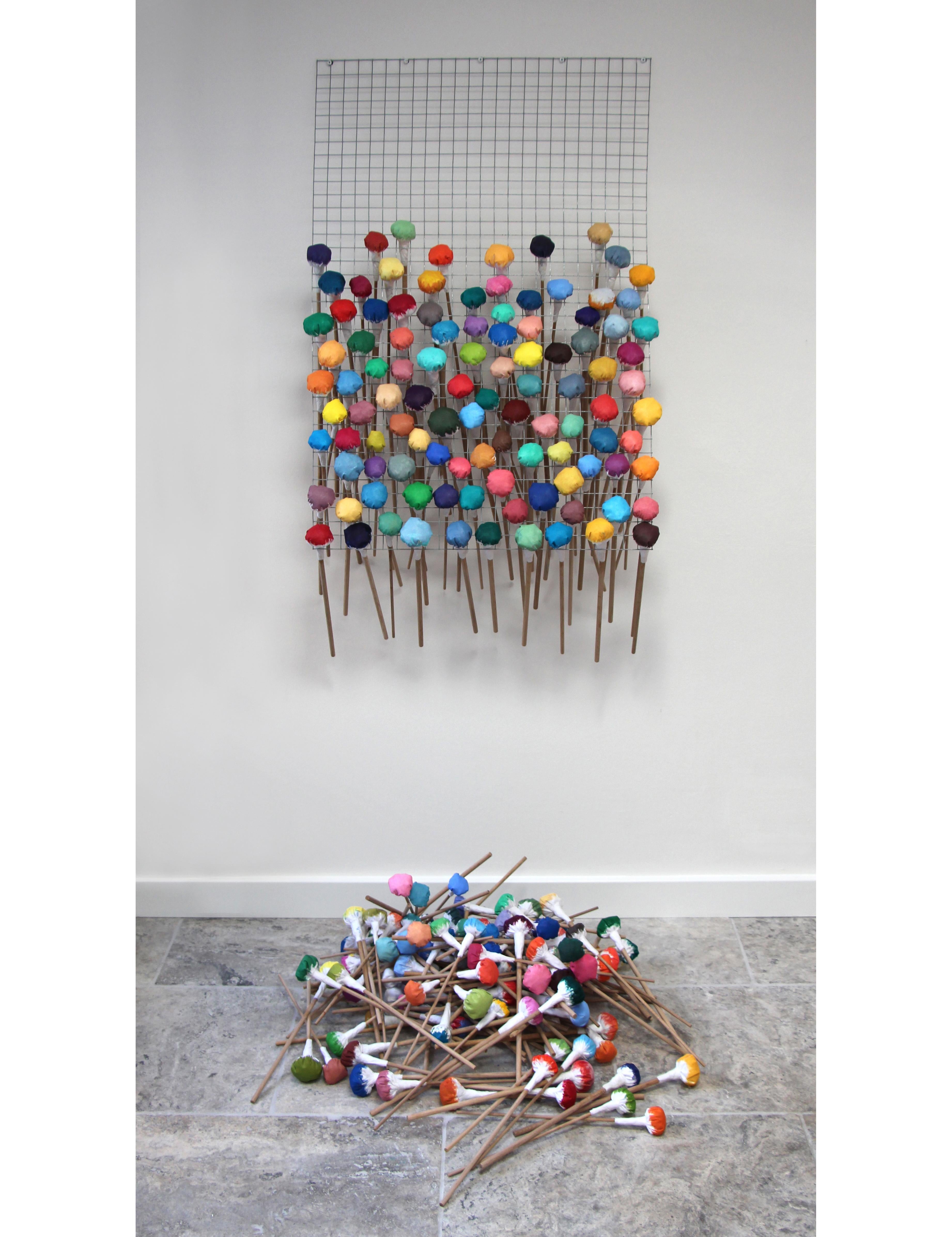 Interactive 3d textile and multimedia 'Pointillist' wall sculpture by Anna Ray is Presented by House On Mars Gallery.

