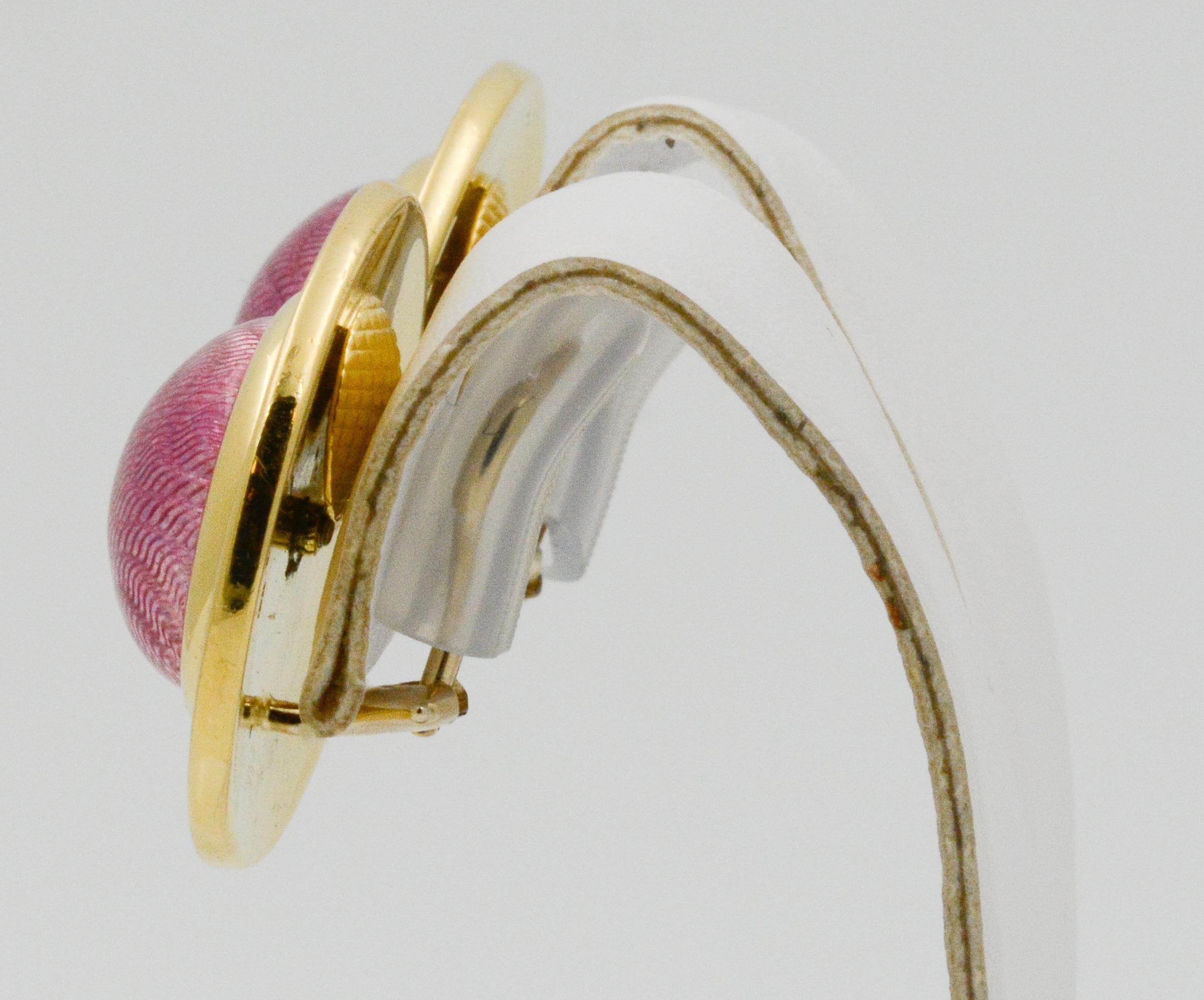 18 Karat Yellow Gold Interchangeable Enamel Clip Earrings 2