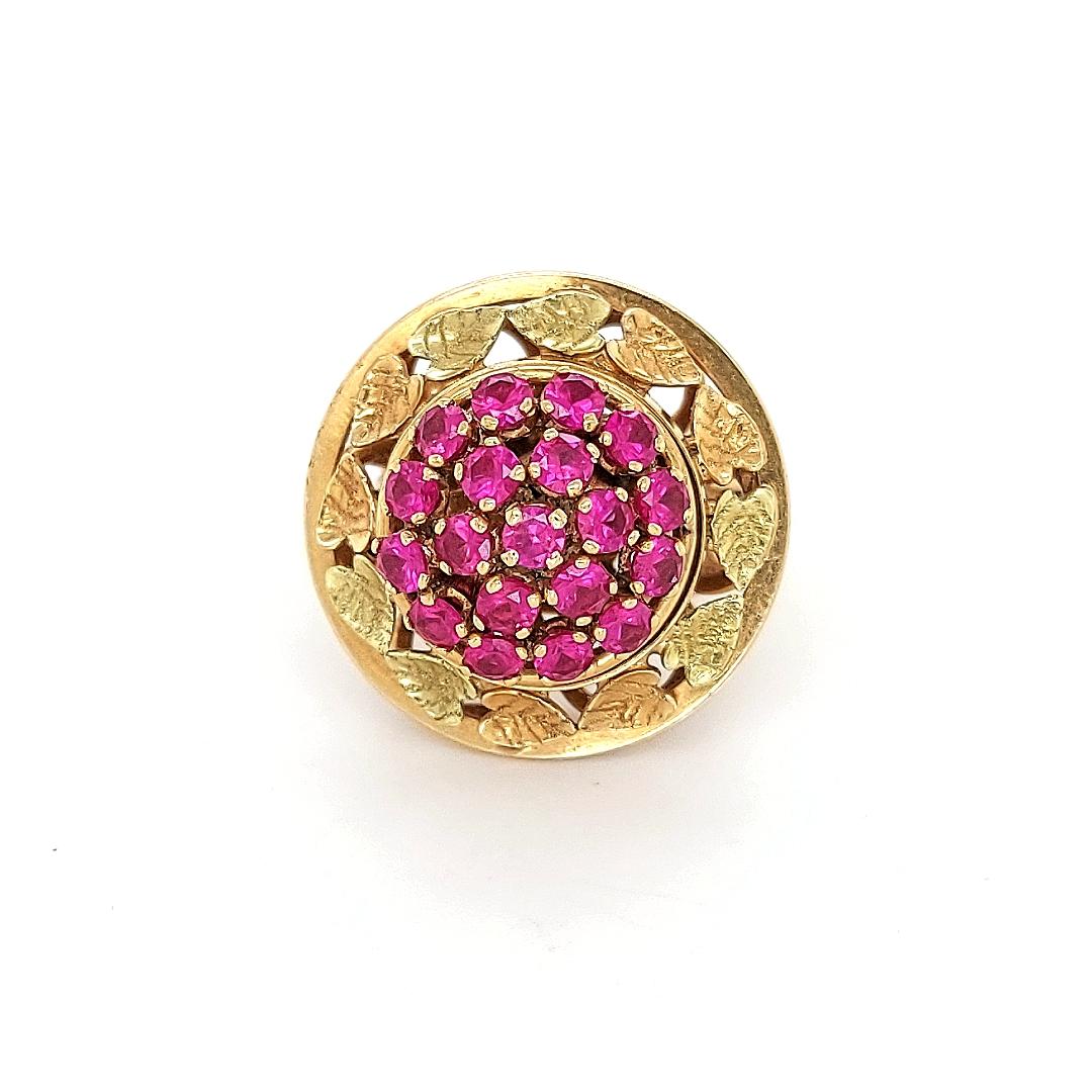 Interchangeable 18kt Yellow Gold Ring With 5 Screw on Pieces, Ruby, Coin, Sapph For Sale 2