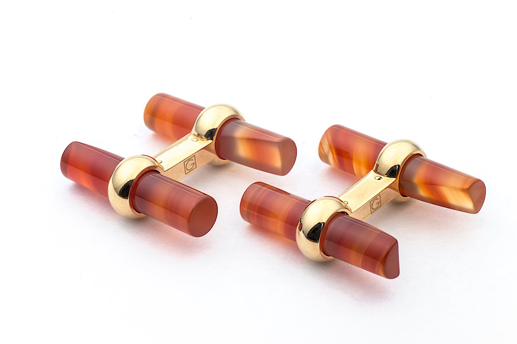 Interchangeable Colored Stone and Gold Baton Cufflinks In New Condition In Greenwich, CT
