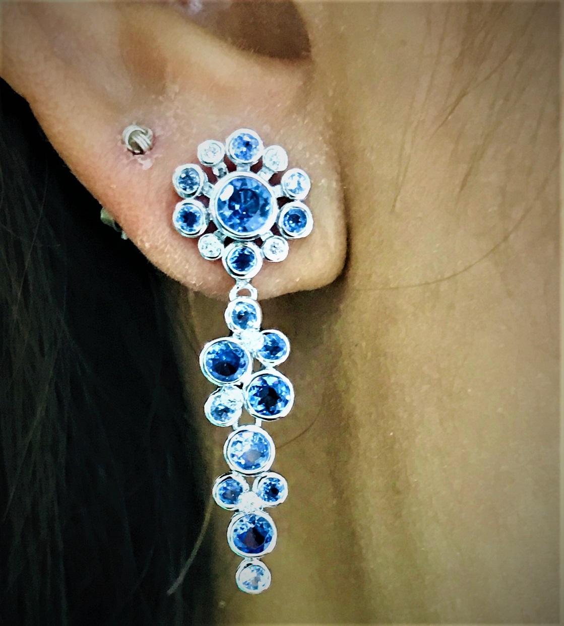 Boucles d'oreilles interchangeables Constellation avec saphirs, tanzanites et diamants Pour femmes en vente