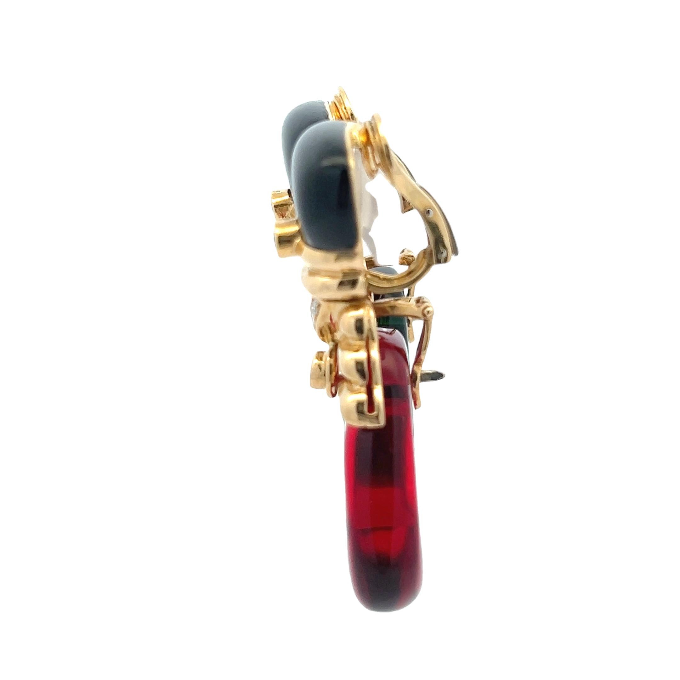 Round Cut Interchangeable Cut Crystal Chandelier Earrings in 18K Yellow Gold with Diamonds For Sale