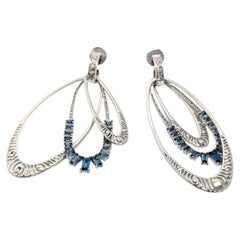 Interchangeable Earrings in Sterling with Blue Topaz Baguettes