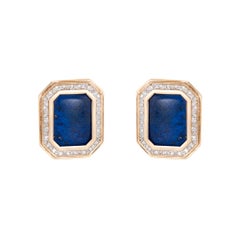Interchangeable Earrings Turquoise Lapis Onyx 14 Karat Gold Estate Jewelry