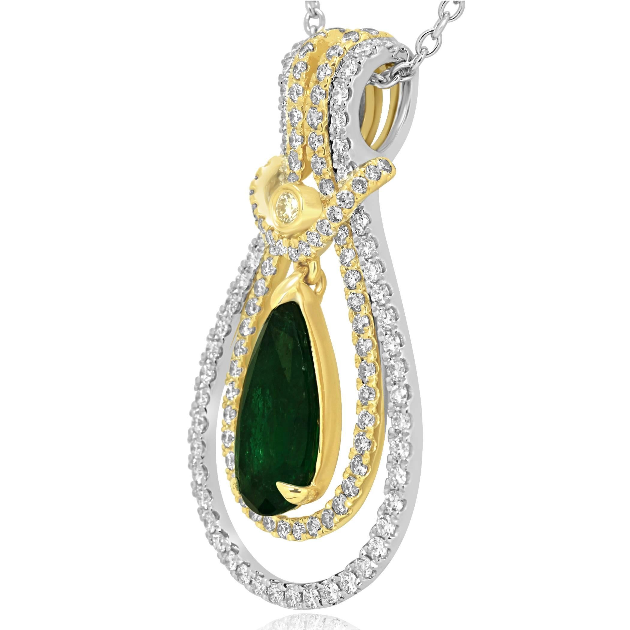 Interchangeable Emerald Diamond Two-Color Gold Drop Necklace In New Condition In NEW YORK, NY