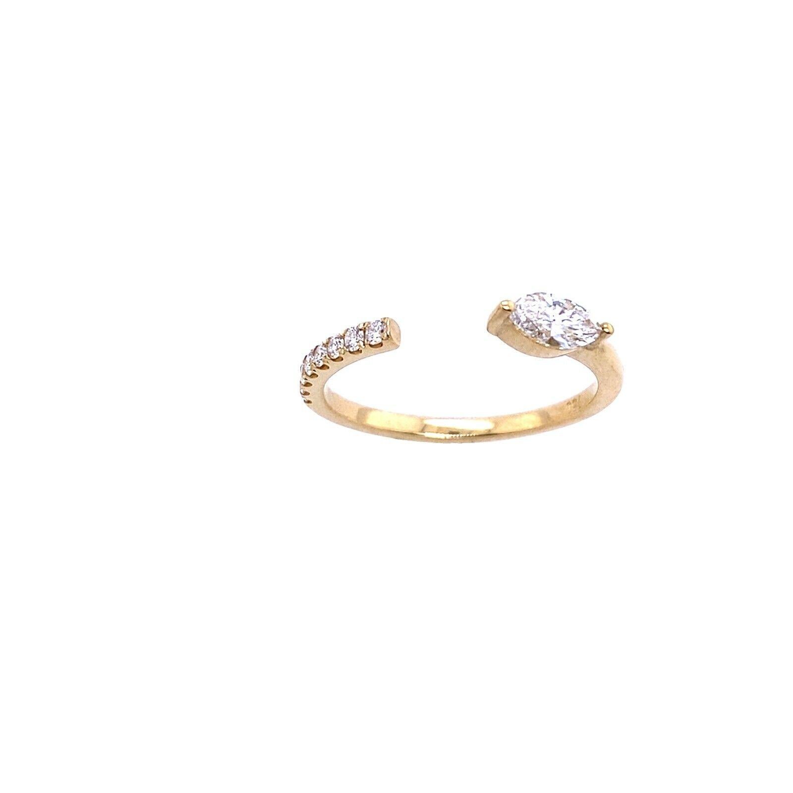 Auswechselbare zusammenpassende 0,35ct Marquise & Runde Diamantringe in 18ct Gelb G im Zustand „Hervorragend“ im Angebot in London, GB