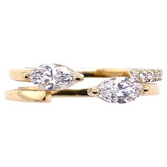 Interchangeable Matching 0.35ct Marquise & Round Diamond Rings in 18ct Yellow G