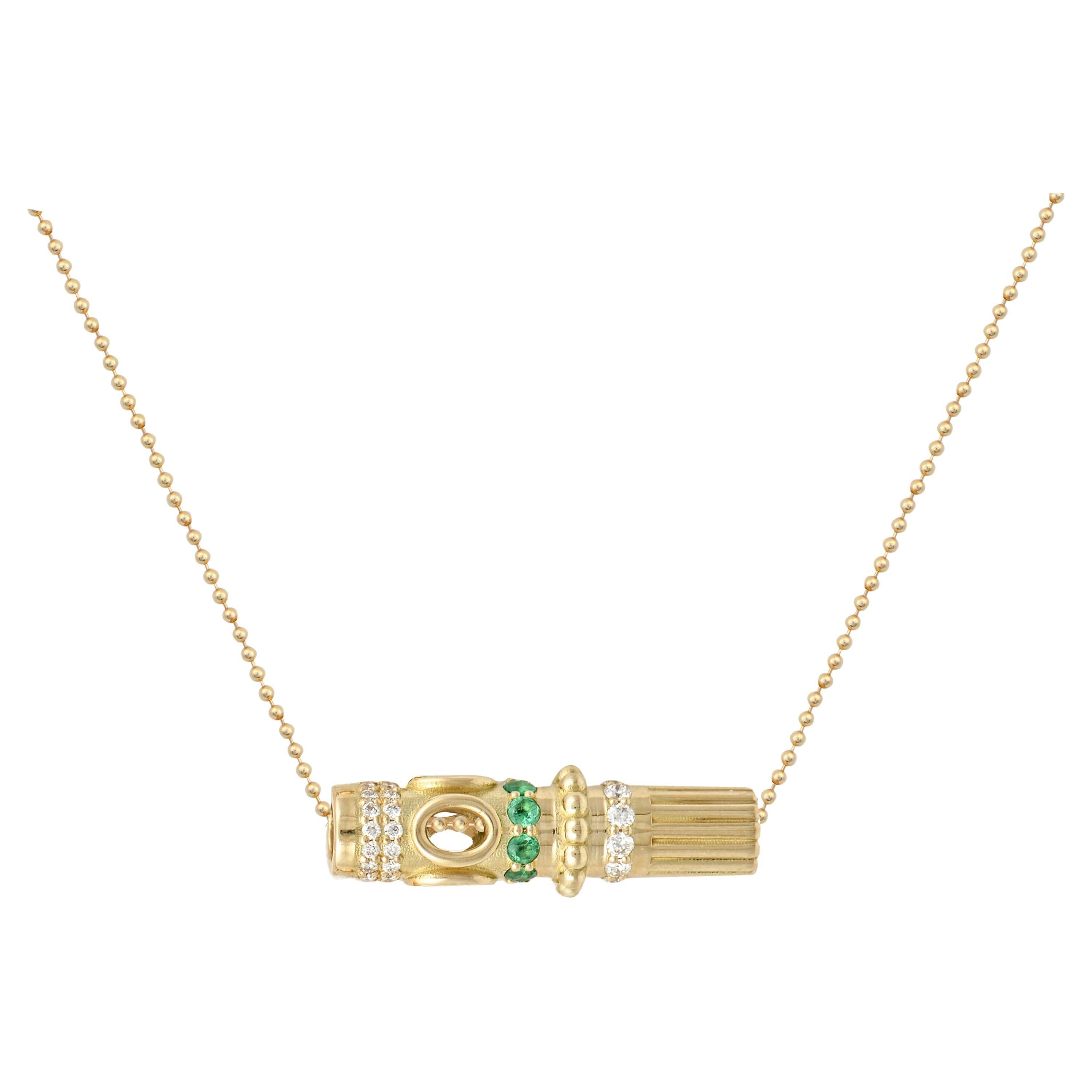 Interchangeable Pendant in 18 Karat Gold with Diamonds and Emeralds For Sale