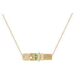 Interchangeable Pendant in 18 Karat Gold with Diamonds and Emeralds