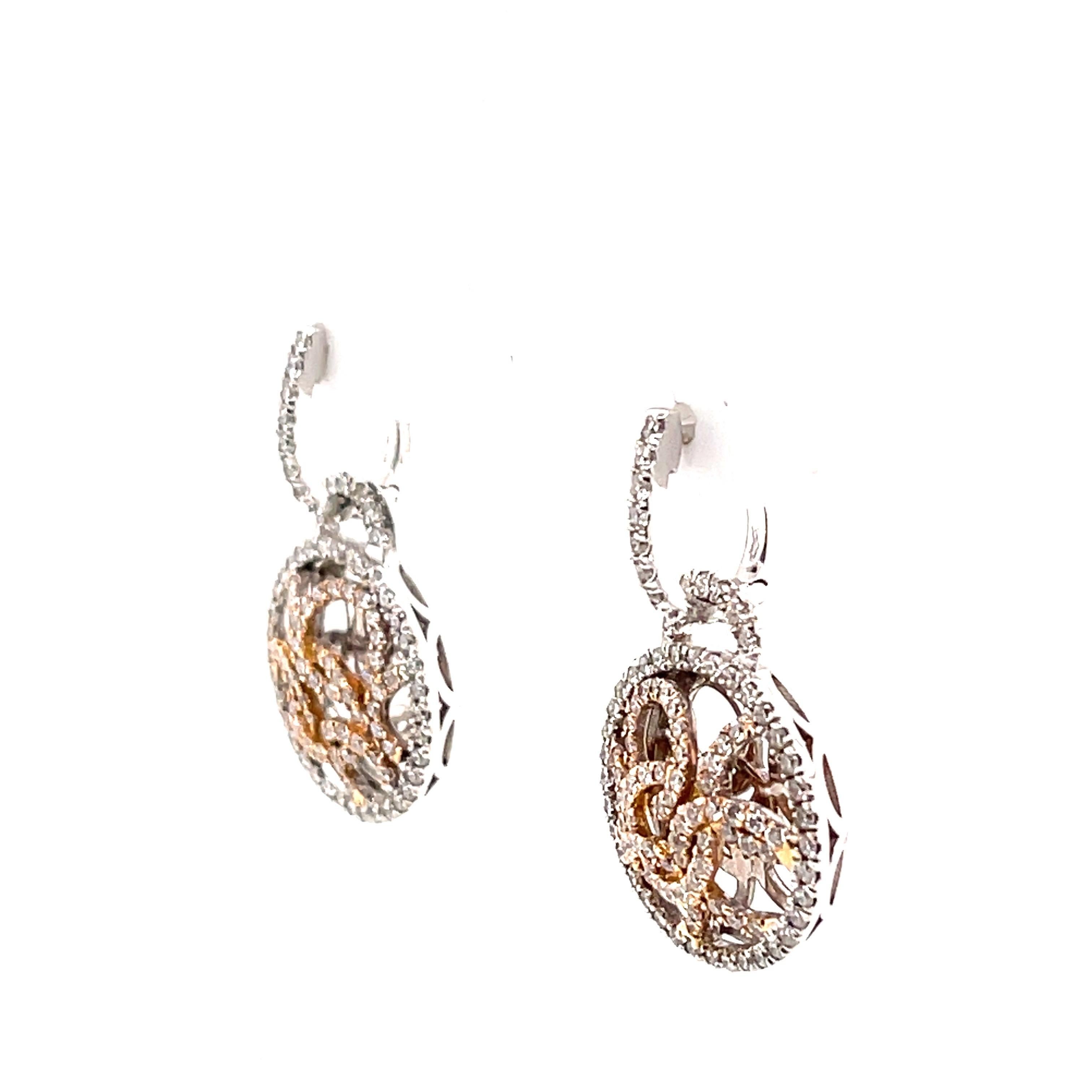 Taille ronde Créoles ou pendants d'oreilles interchangeables en saphirs et diamants en vente