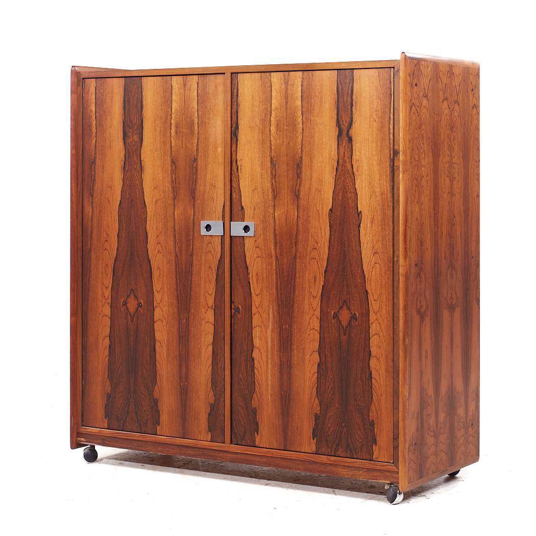Mid-Century Modern Intercontinental Design Mid Century Rosewood and Chrome Armoire Dresser