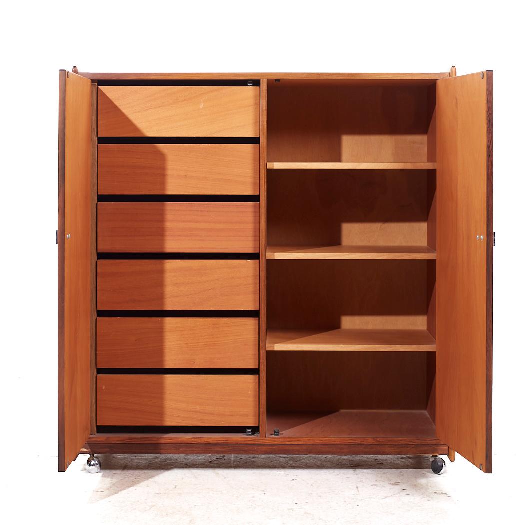 Late 20th Century Intercontinental Design Mid Century Rosewood and Chrome Armoire Dresser