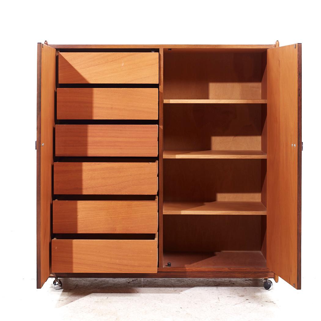 Intercontinental Design Mid Century Rosewood and Chrome Armoire Dresser 2