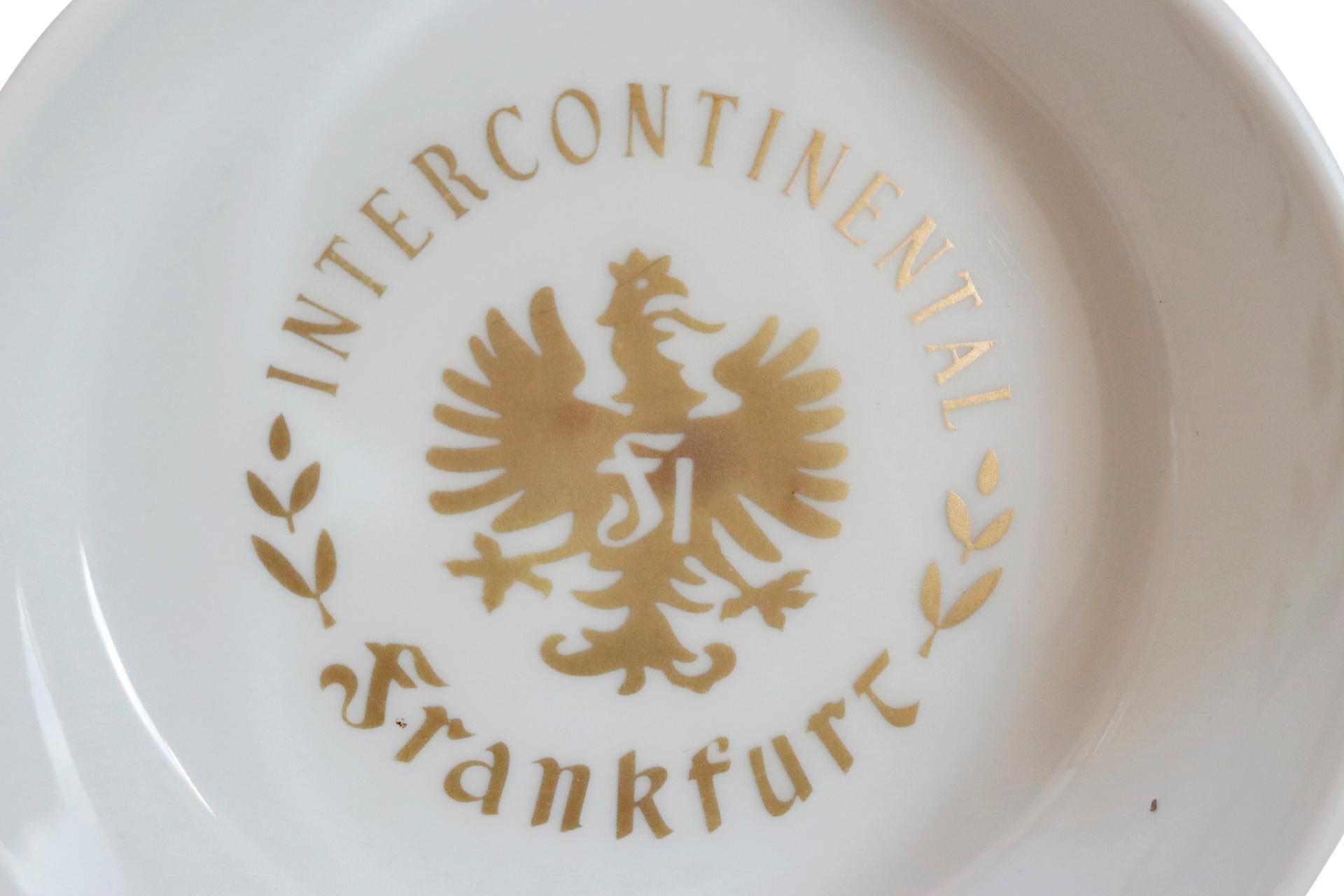 Intercontinental Hotel Frankfurt Ceramic Ashtray In Good Condition For Sale In Bradenton, FL