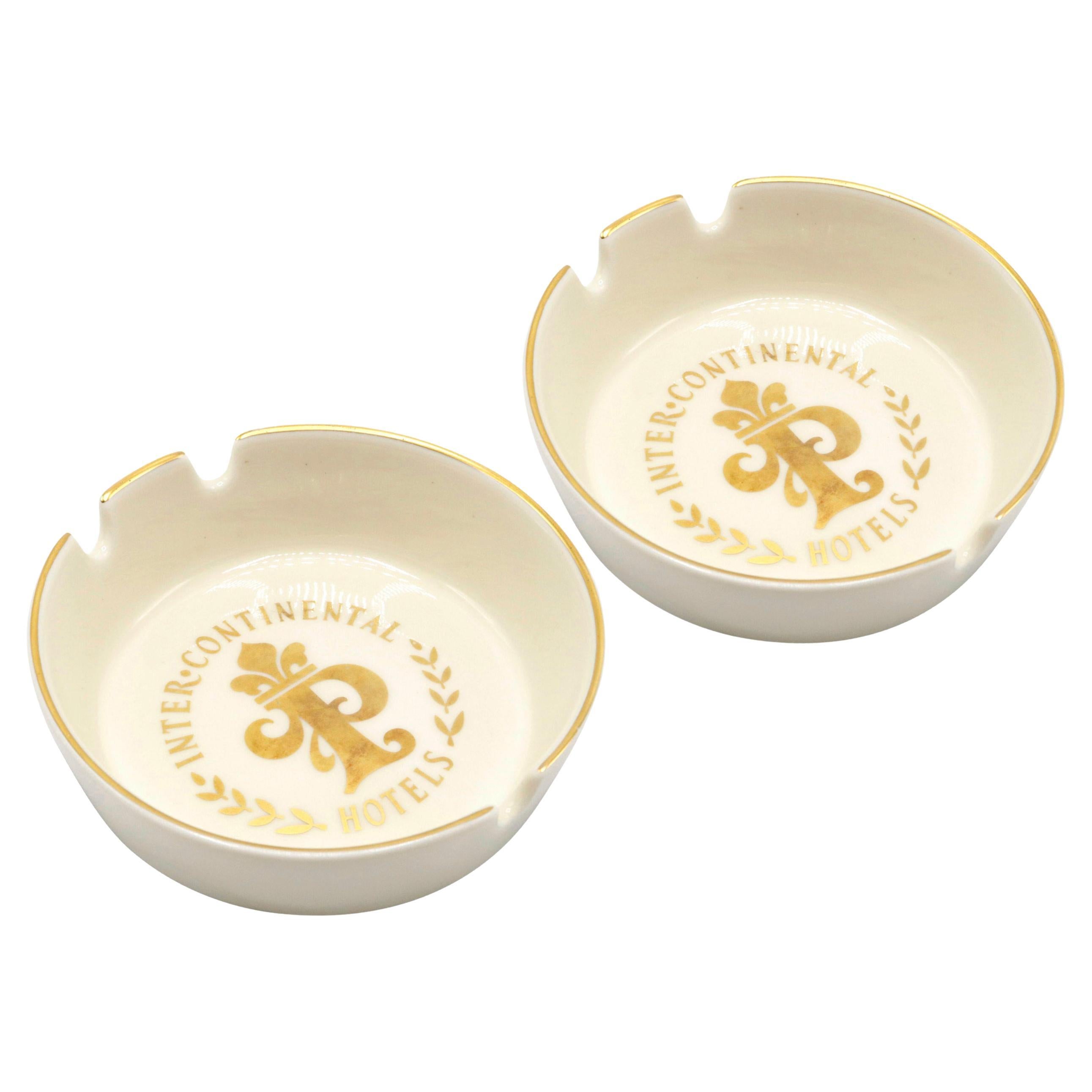 Intercontinental Hotel Paris Ashtrays - a Pair For Sale