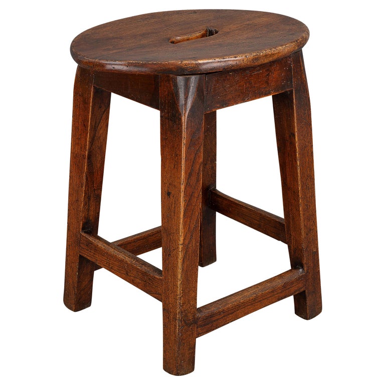 Interesting 18th Century Elm Stool For Sale at 1stDibs