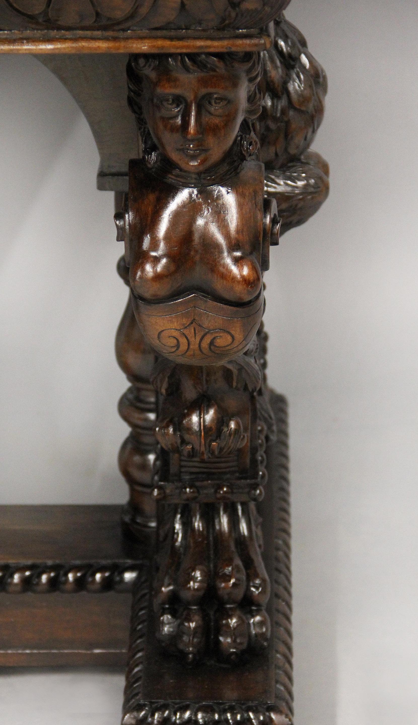 Interesting 19th Century American Renaissance Style Carved Oak Refectory Table For Sale 2