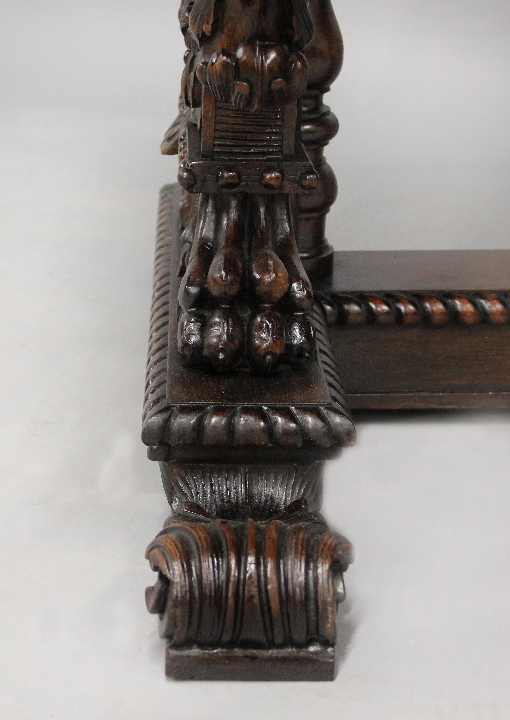 Interesting 19th Century American Renaissance Style Carved Oak Refectory Table For Sale 3