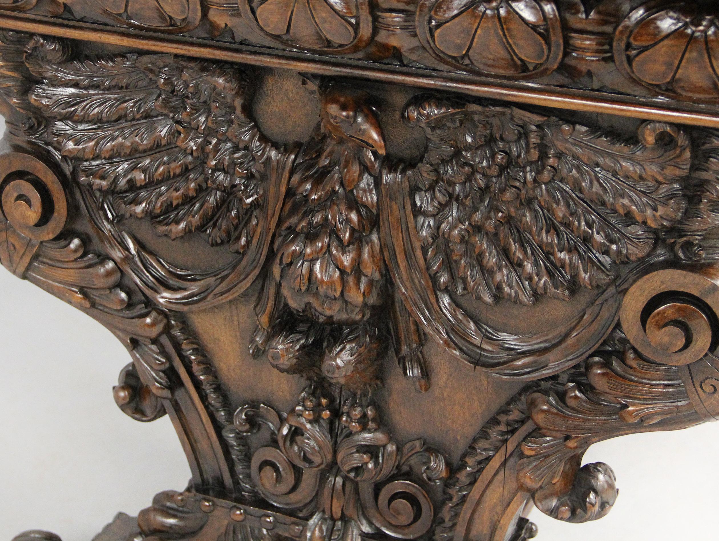 Interesting 19th Century American Renaissance Style Carved Oak Refectory Table For Sale 5