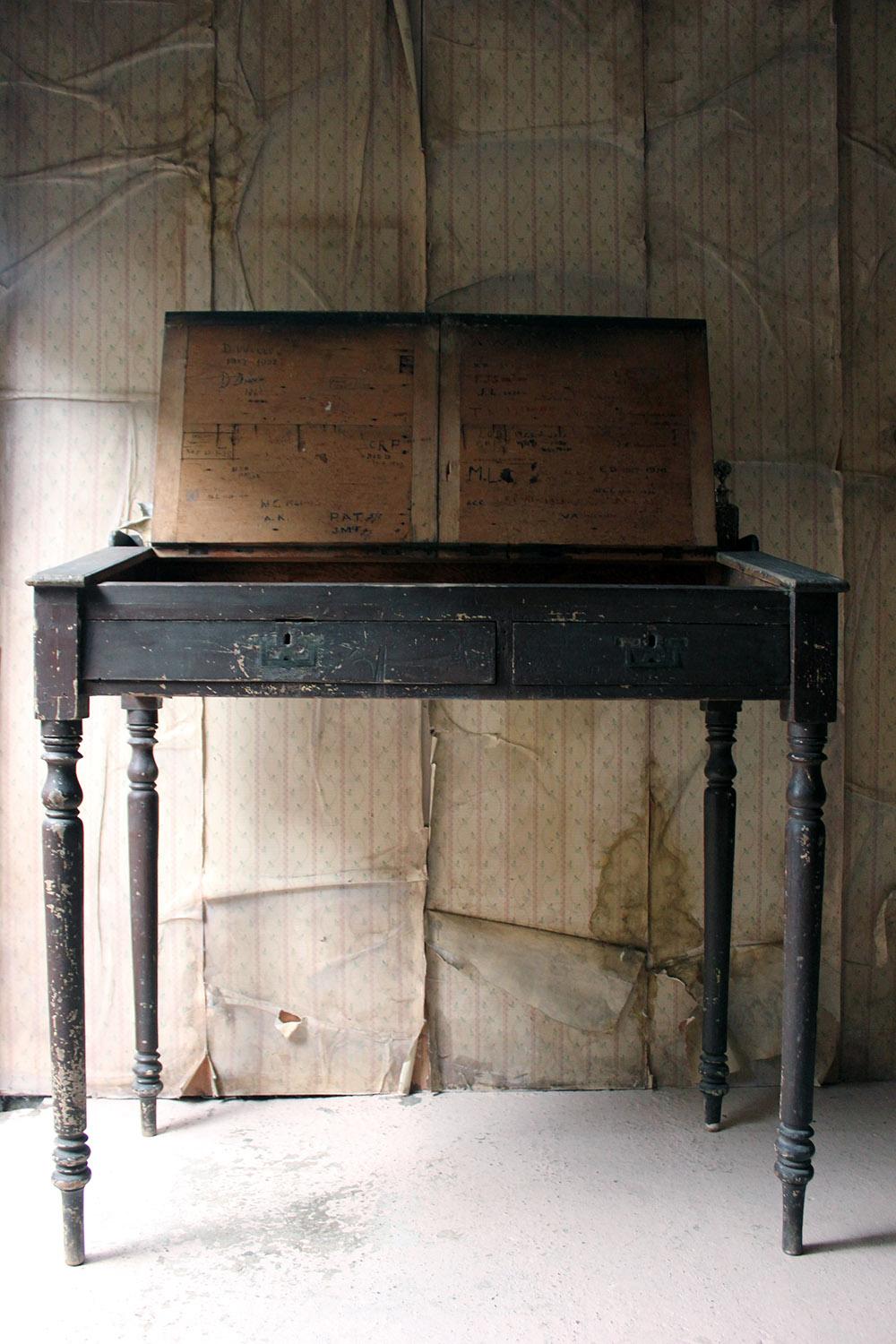 Interesting 19th Century Painted Pine & Graffitied Clerk’s Desk, circa 1870 9