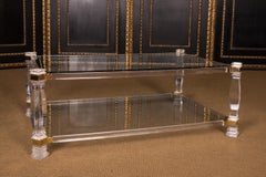 Interesting Acrylic Couch Table with Gold Painting Glass glazed
