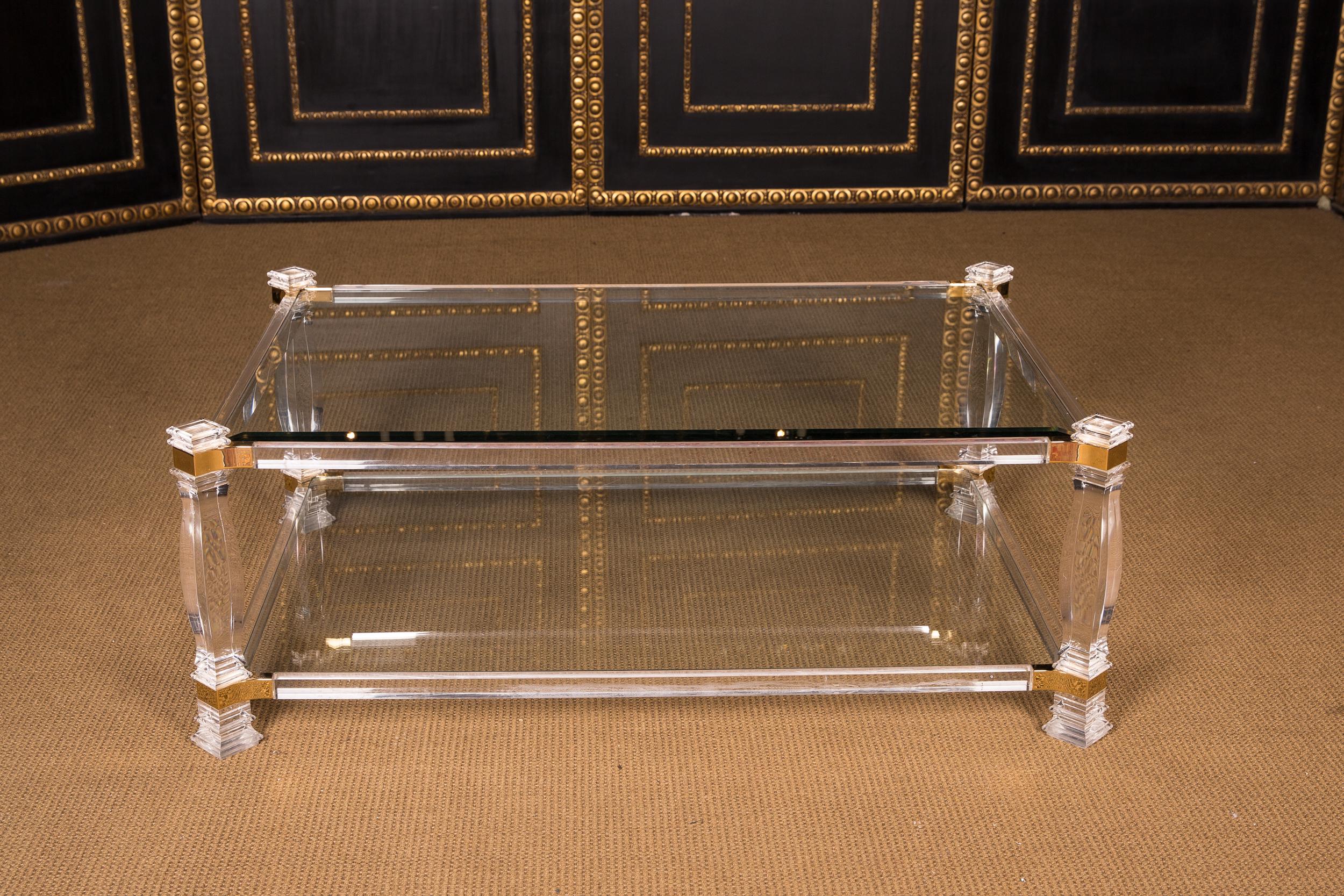 Interessanter Couch-Tisch aus Acryl mit Goldmalerei-Glas (Moderne) im Angebot