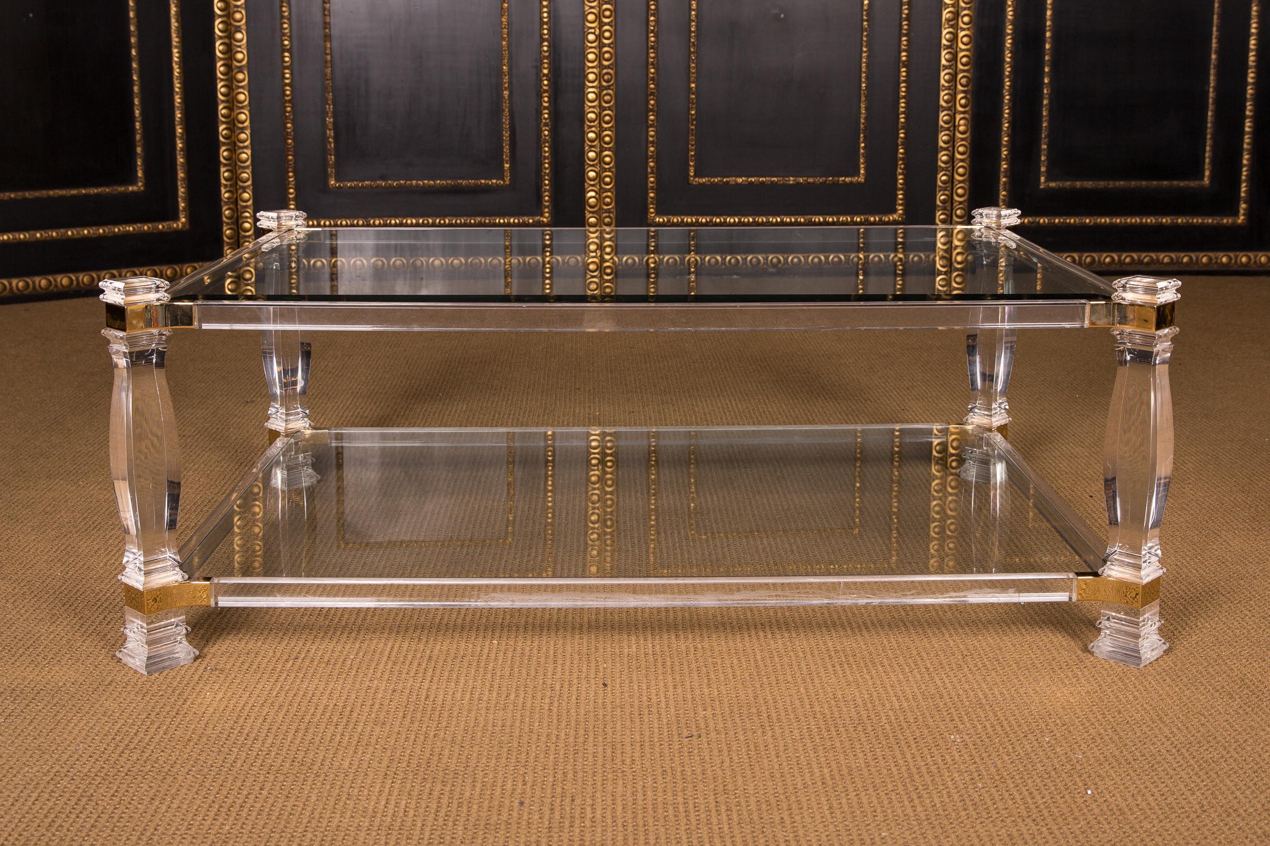 Interessanter Couch-Tisch aus Acryl mit Goldmalerei-Glas (Italienisch) im Angebot