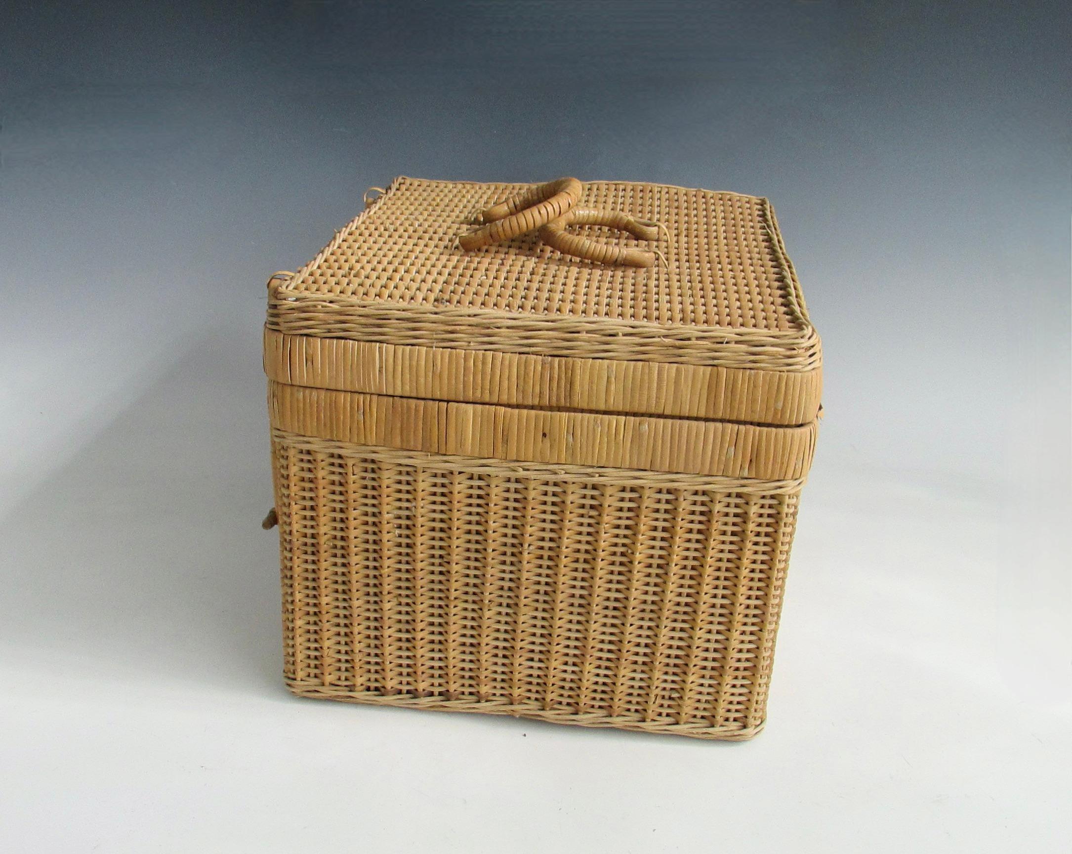 Wicker Interesting and decorative wicker picnic basket For Sale
