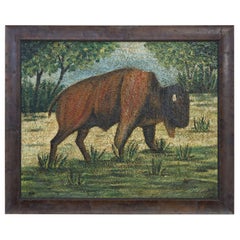 Interesting and Large Painting of a Buffalo from Belgium