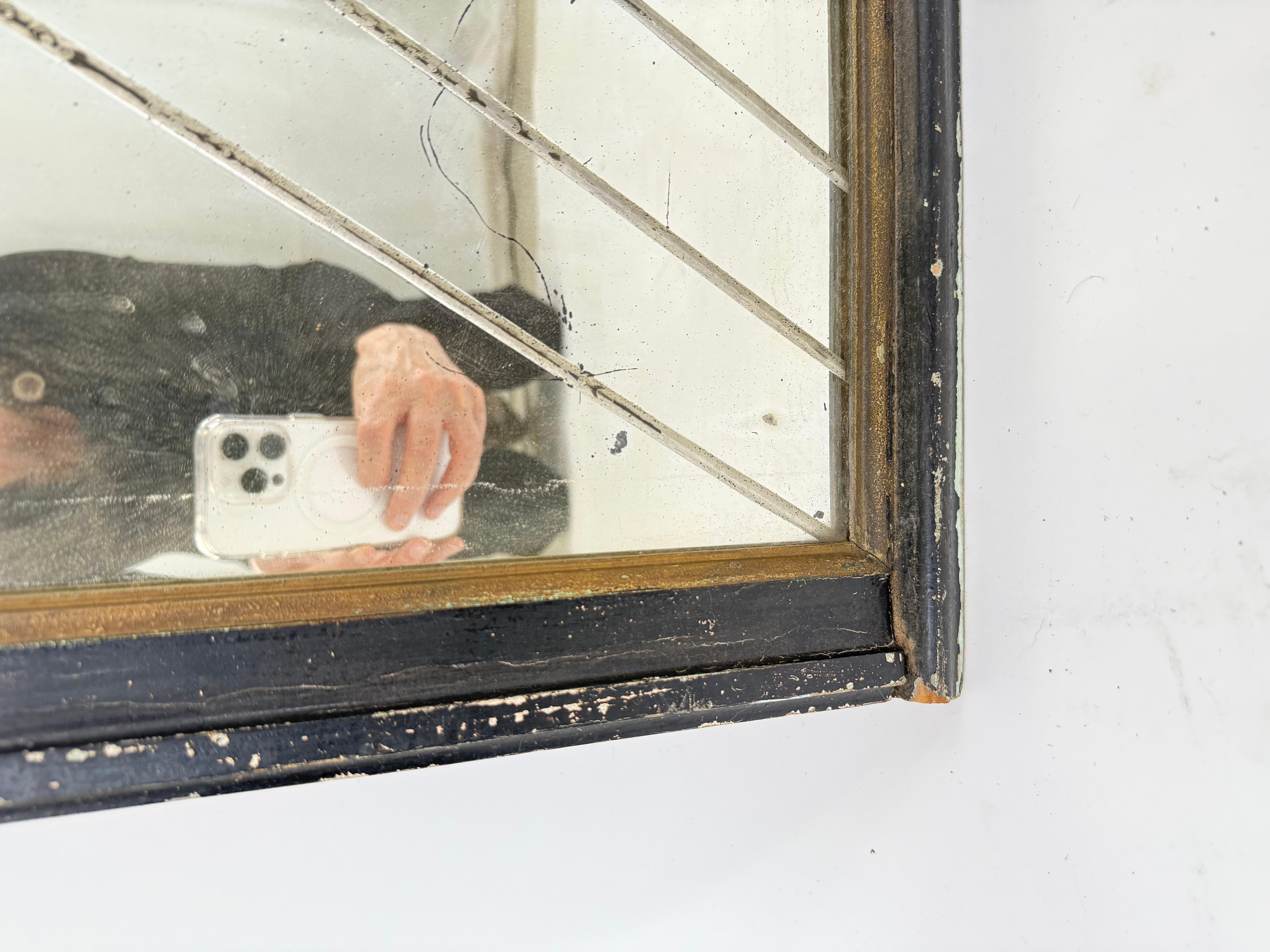 Etched interesting and Unusual Art Deco Mirror with etched geometric lines For Sale