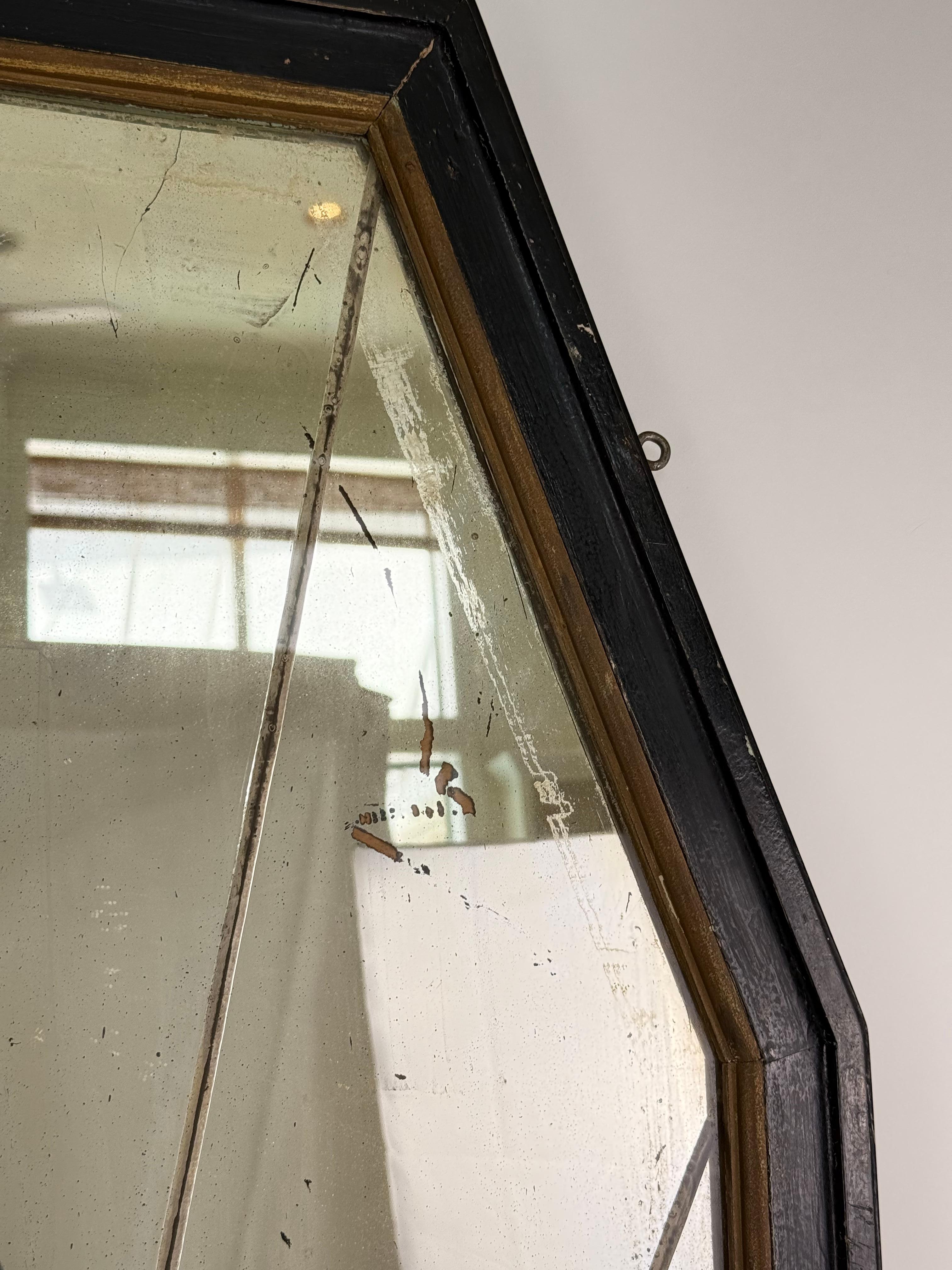 interesting and Unusual Art Deco Mirror with etched geometric lines For Sale 1