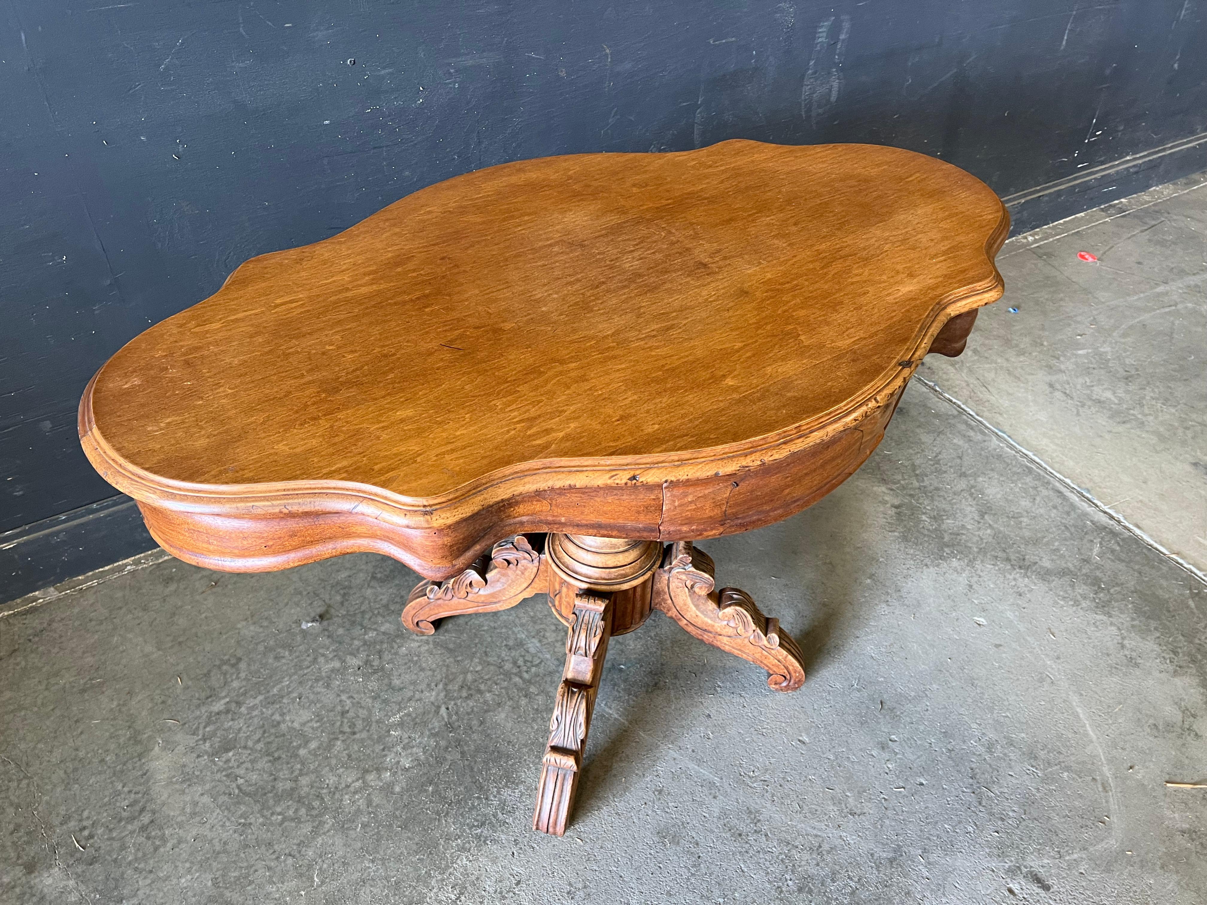Carved Interesting and Unusual Swiss Designed Side Table For Sale