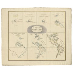 Interesting Antique Map of the Development of the Mapping of the America's, 1841