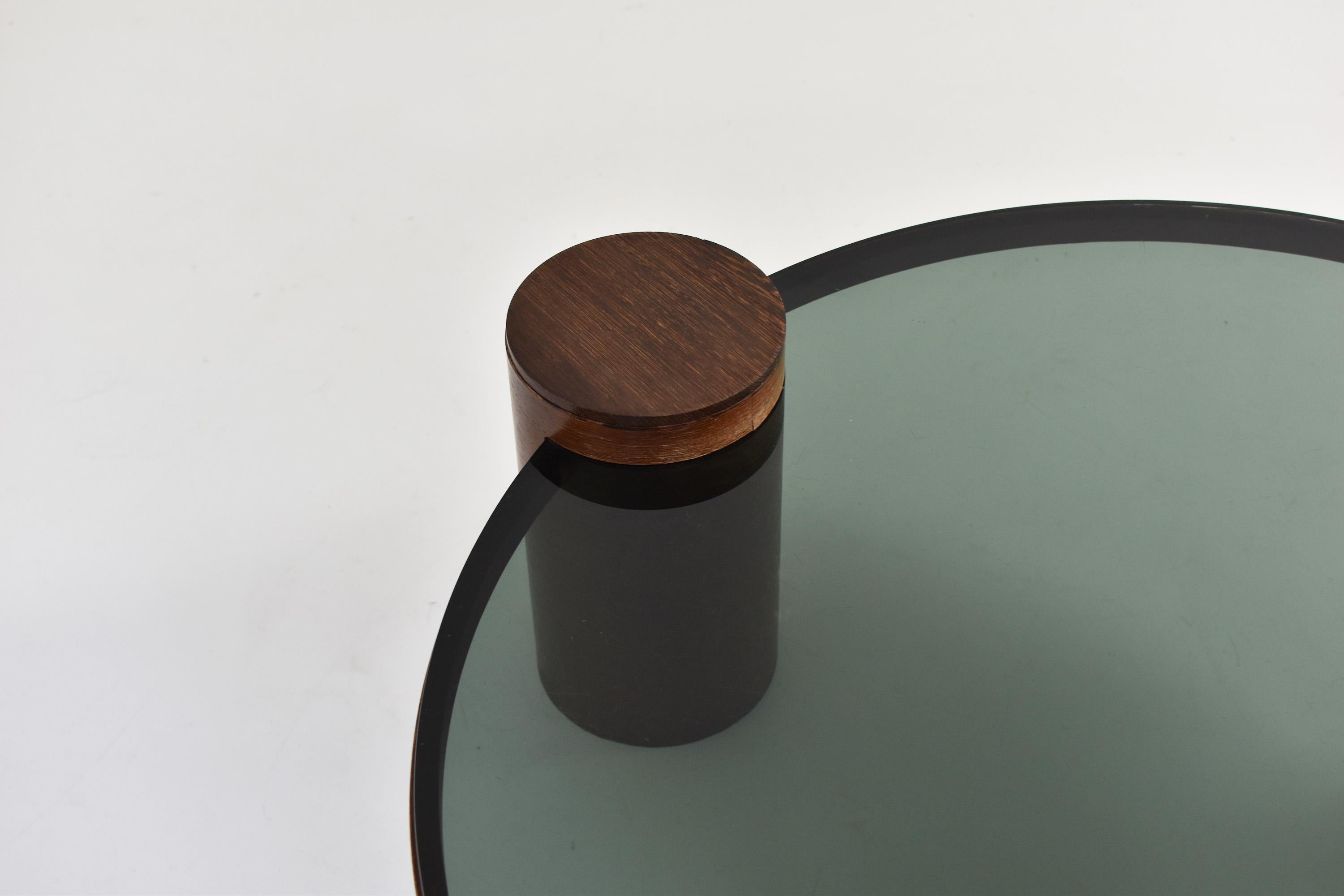 Mid-20th Century Interesting Brutalist Coffee Table in Wenge and Smoked Glass from the 1950’s