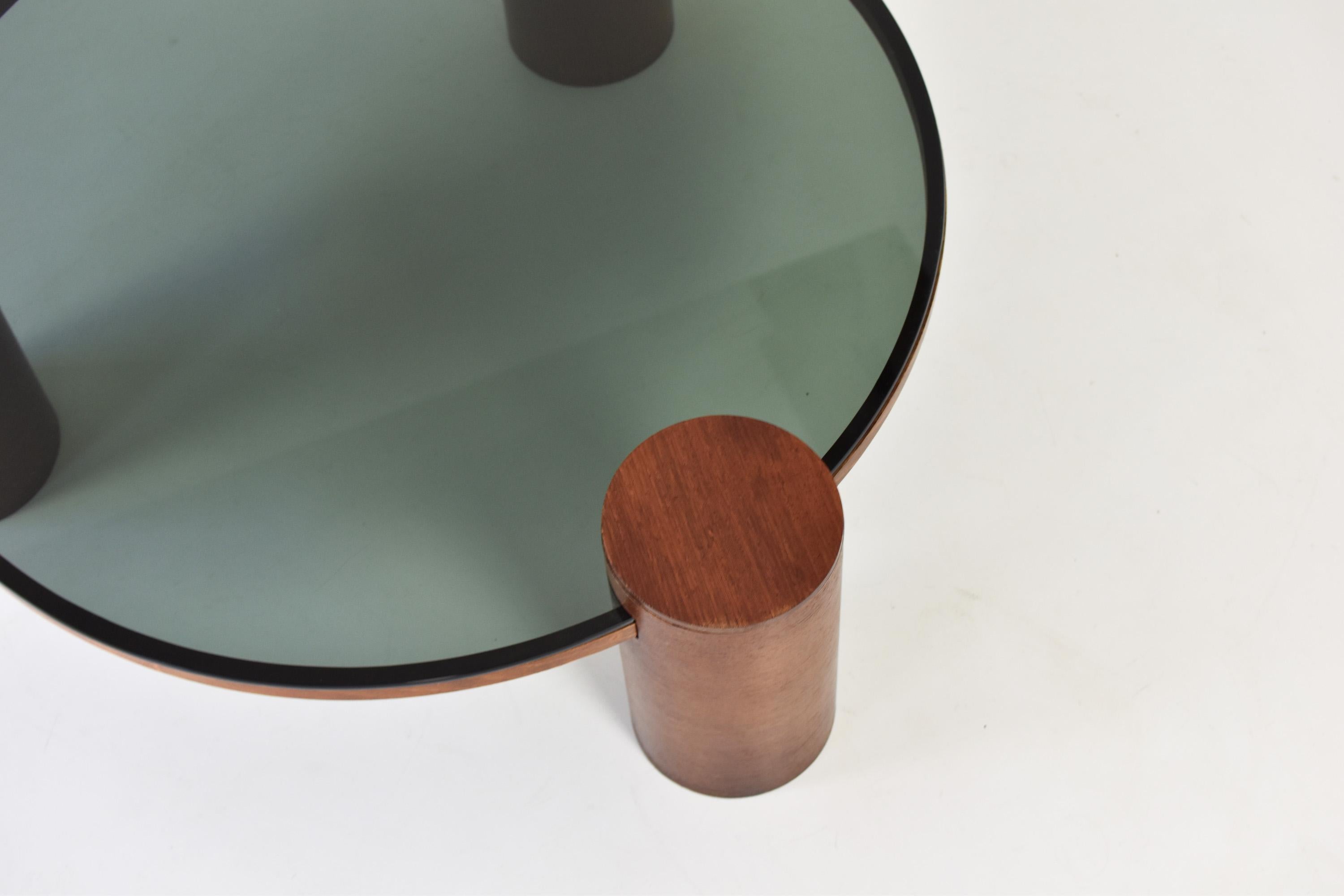Interesting Brutalist Coffee Table in Wenge and Smoked Glass from the 1950’s 1
