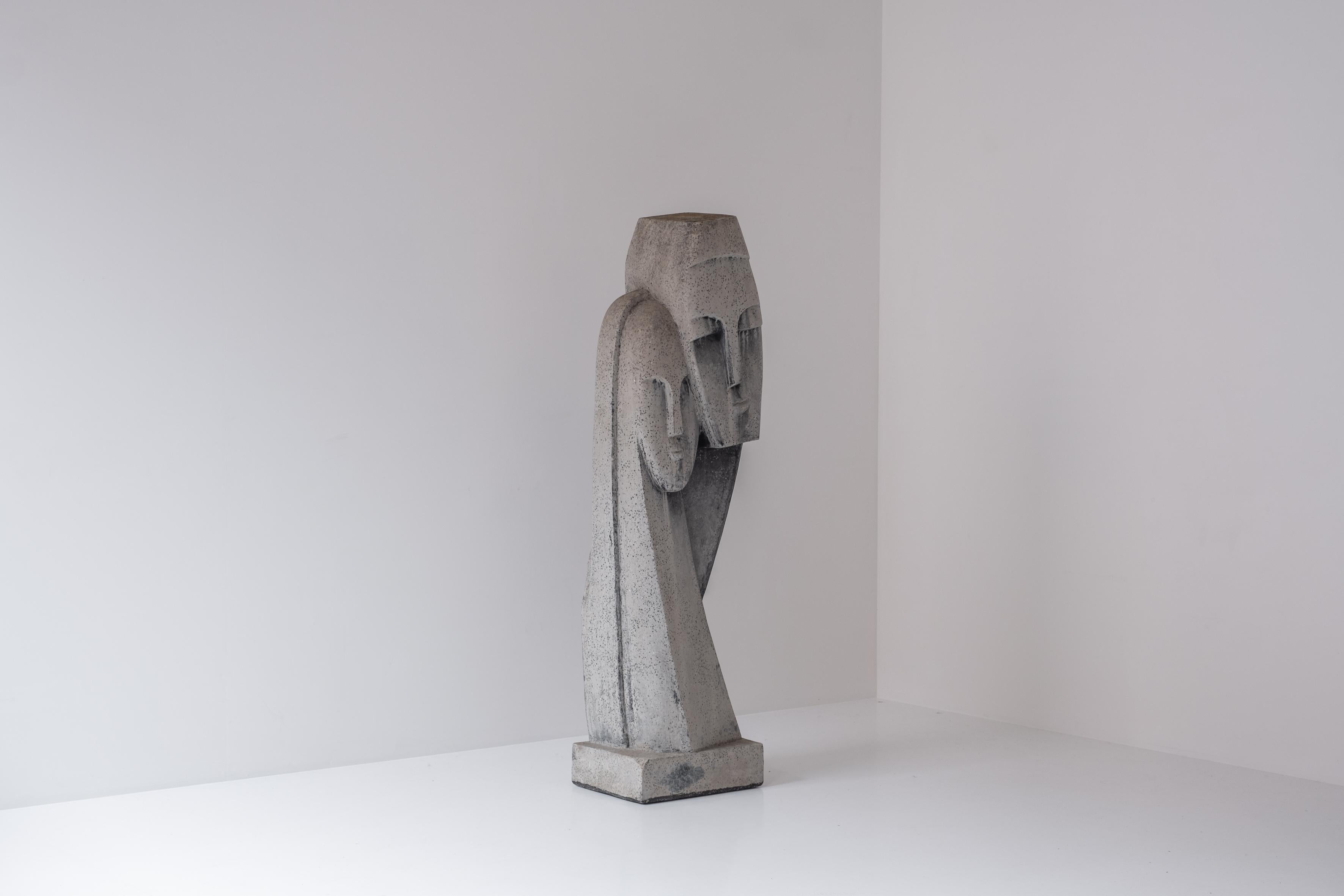 Mid-Century Modern Interesting ‘Devotion’ Head Sculpture in Terrazzo and Concrete, 1970s For Sale