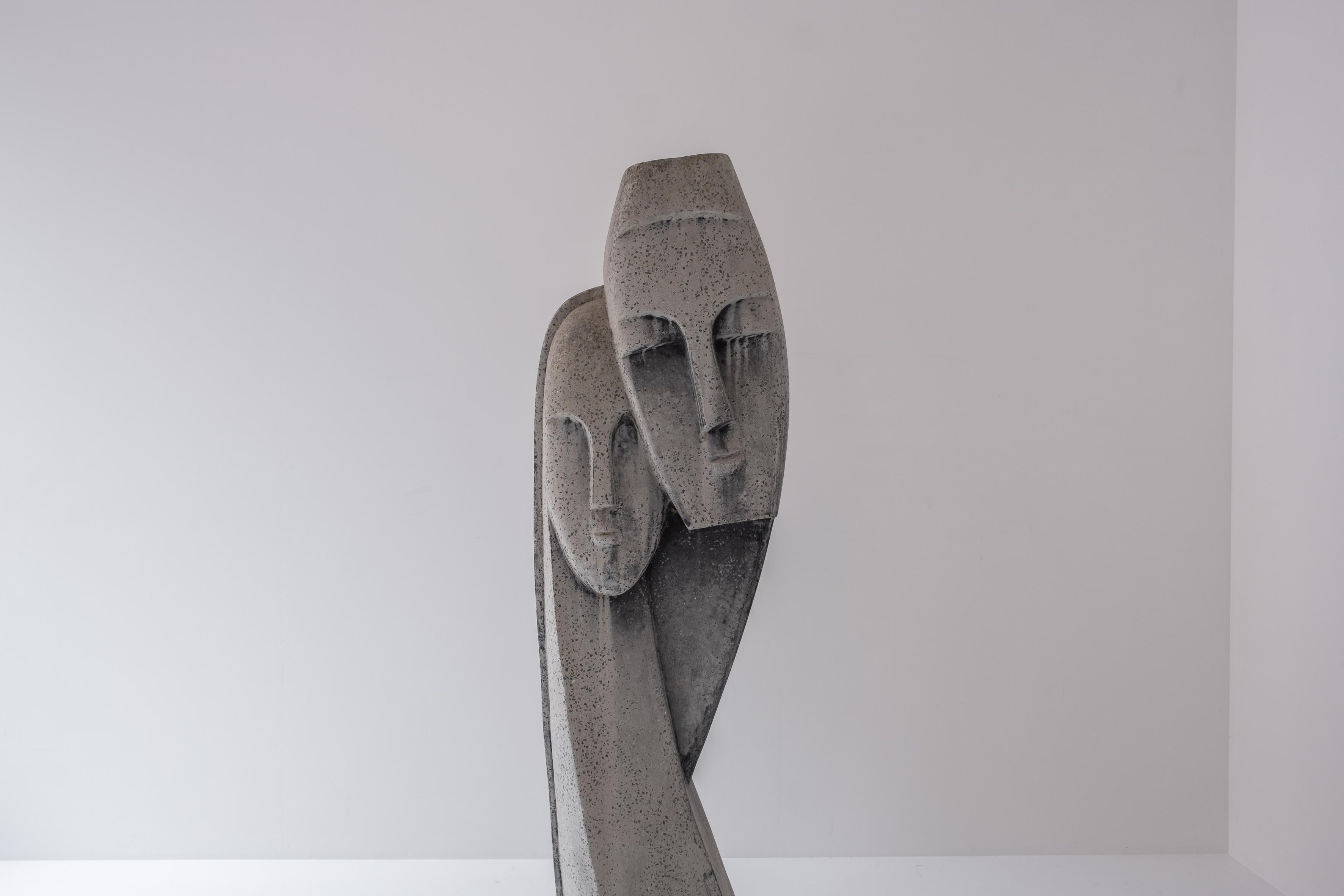 Late 20th Century Interesting ‘Devotion’ Head Sculpture in Terrazzo and Concrete, 1970s For Sale