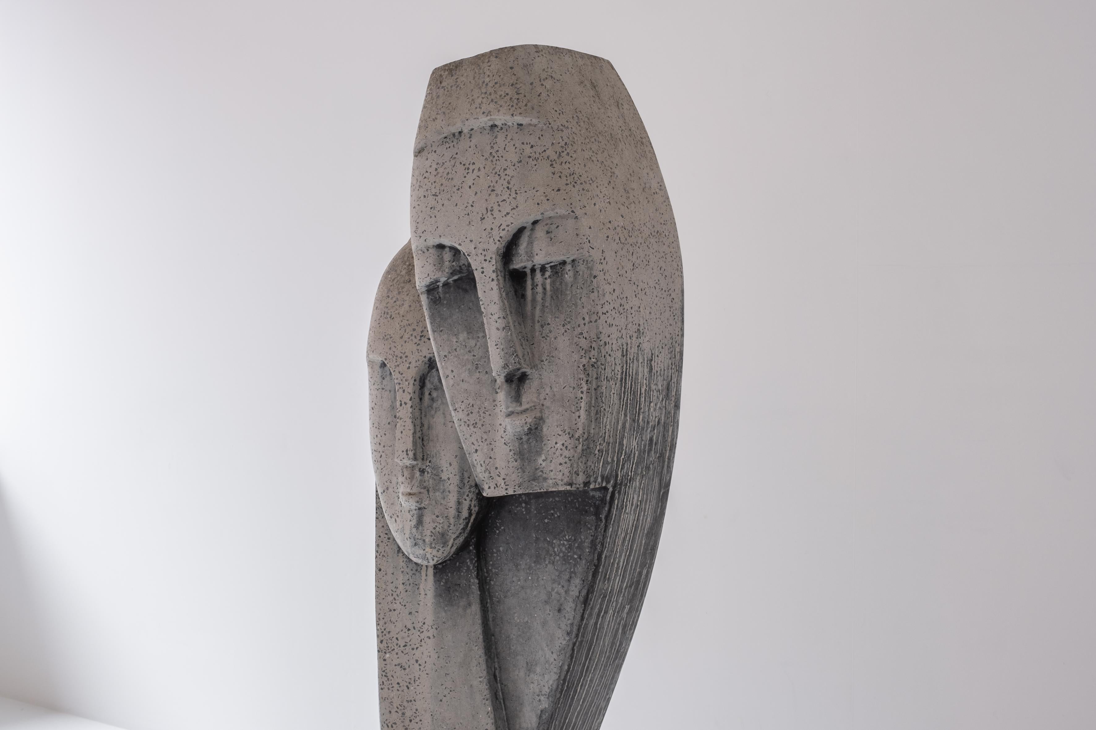 Interesting ‘Devotion’ Head Sculpture in Terrazzo and Concrete, 1970s For Sale 1