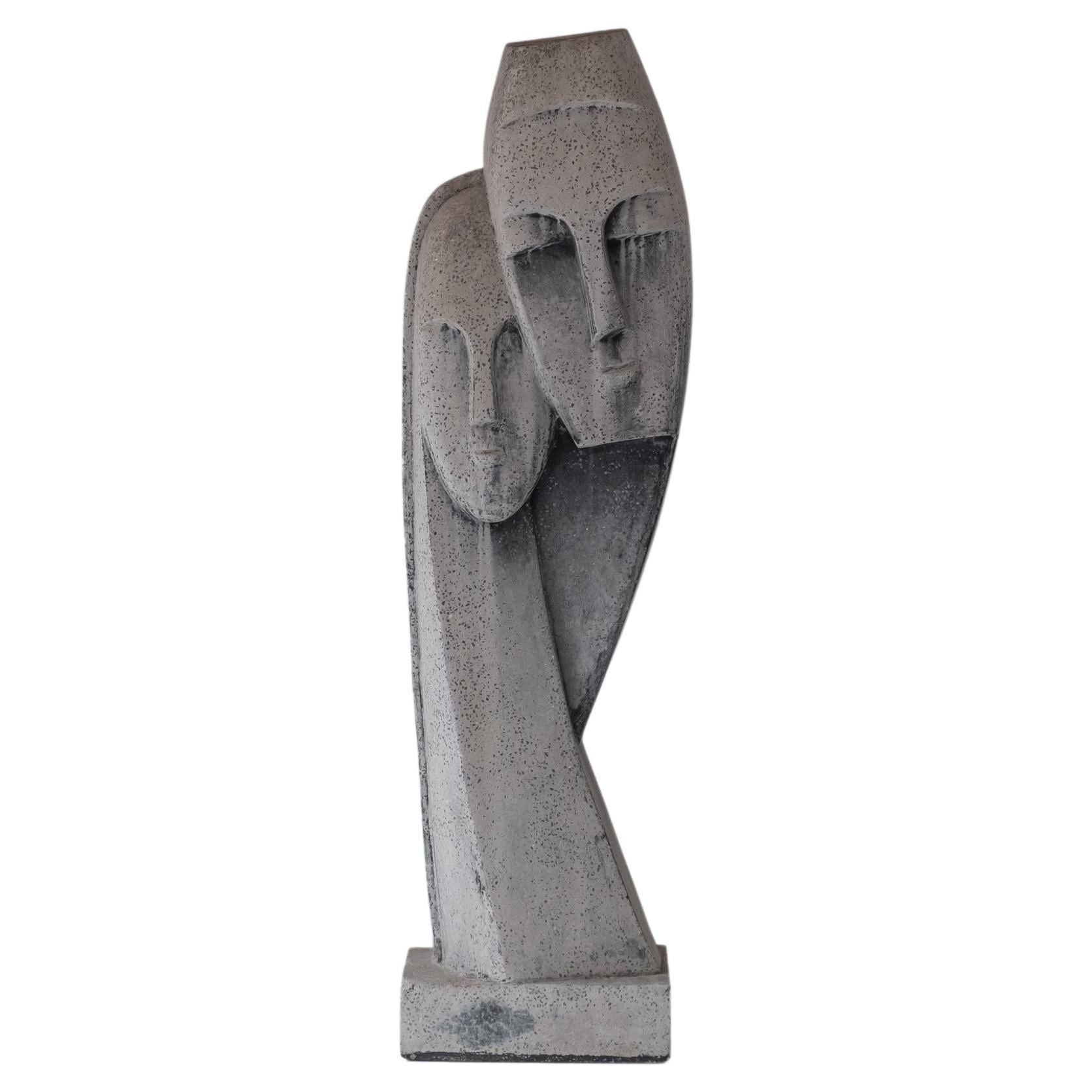 Interesting ‘Devotion’ Head Sculpture in Terrazzo and Concrete, 1970s For Sale