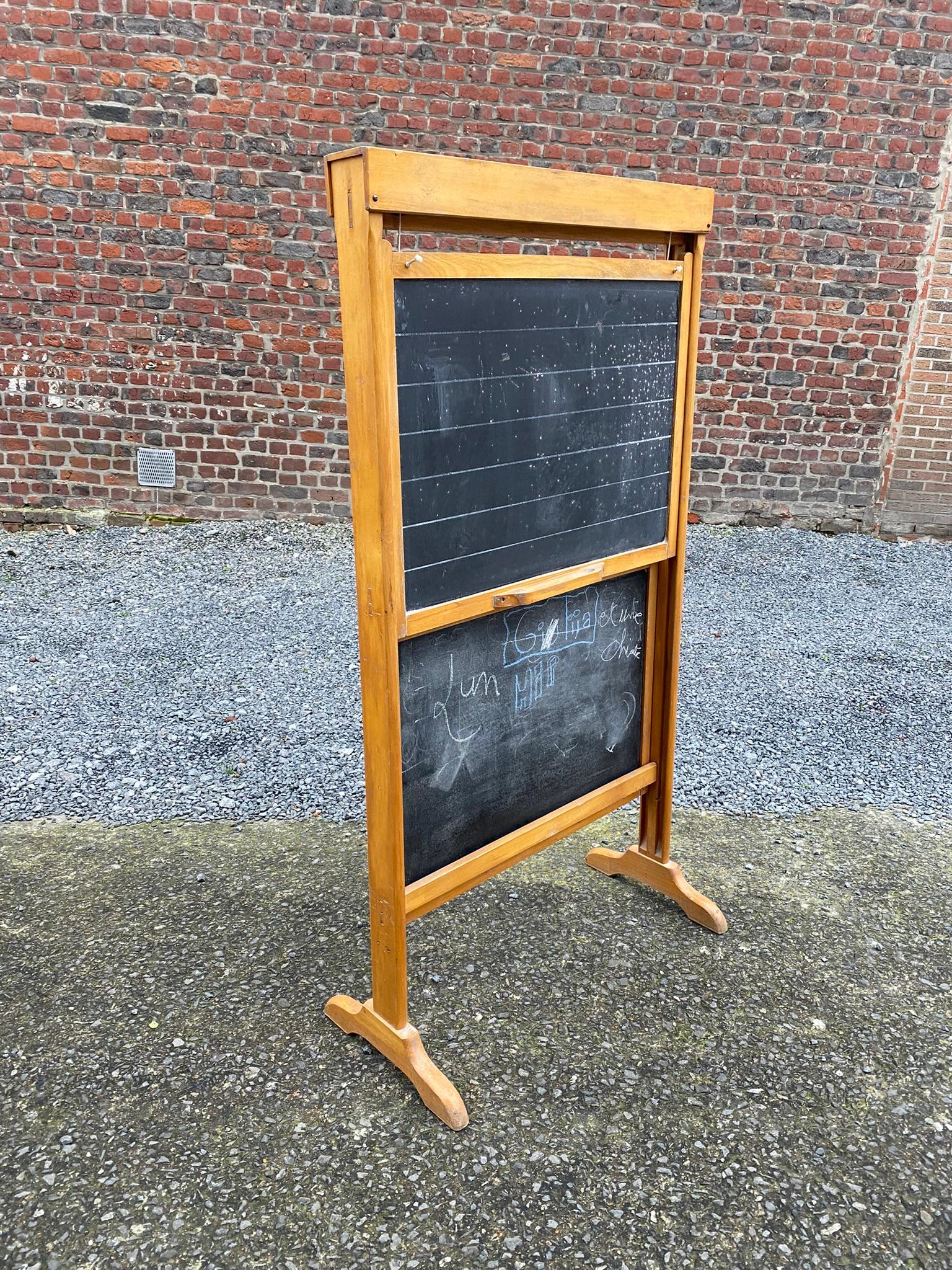Mid-Century Modern Interesting Double-Sided School Blackboard with Josco Brand System, circa 1950 For Sale