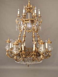 An Interesting Early 20th Century Gilt Bronze and Crystal “Grotesque” Chandelier