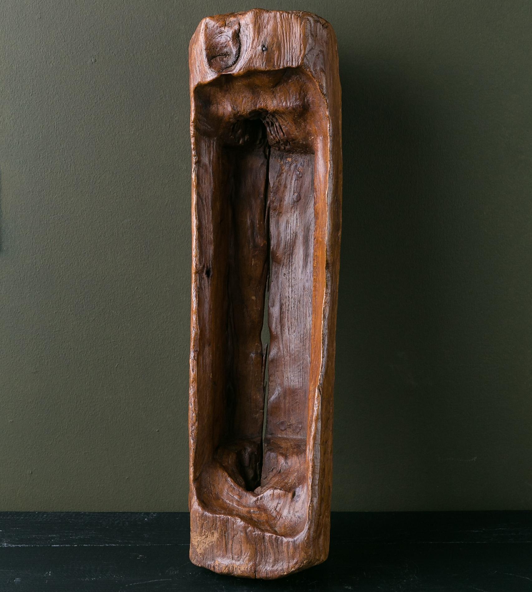 Interesting Hand-Carved Wood Decorative Object with Organic Design and Live Edge In Good Condition In Houston, TX